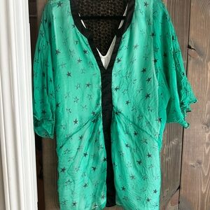 Twinkle by Wenlan Teal Star Kimono